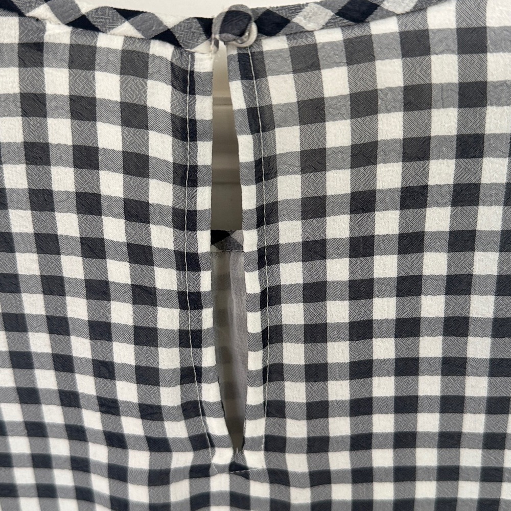 Ann Taylor Navy & White Gingham Flutter Sleeve Top XS - Picture 6 of 8